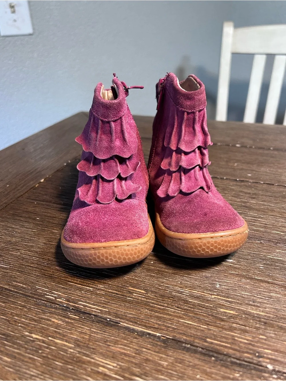Livie & Luca suede ruffled boots size 6